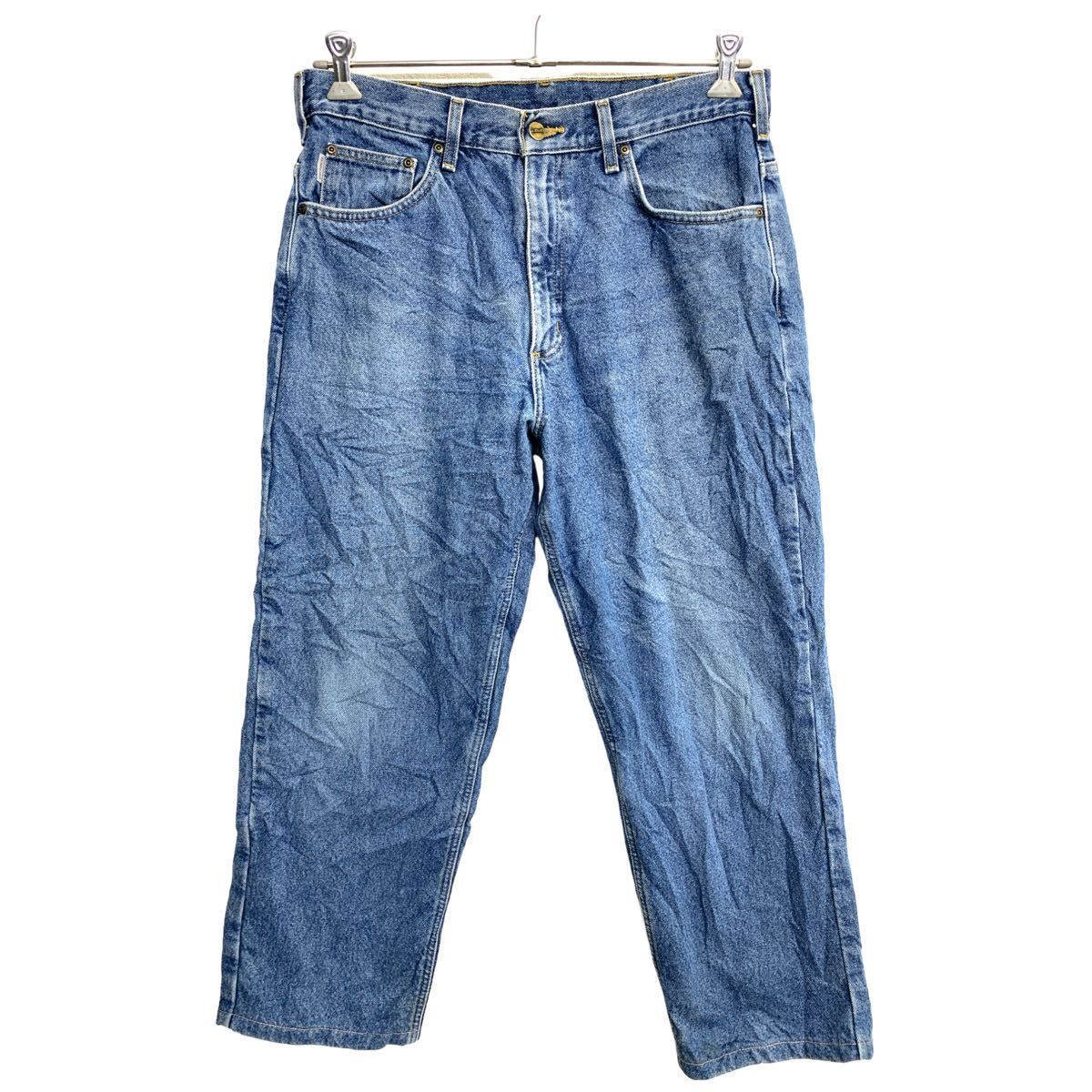 Carhartt デニムパンツ W34 カーハート リラックスフィット 裏地付き ブルー コットン メキシコ製 古着卸 アメリカ仕入 2405-1169