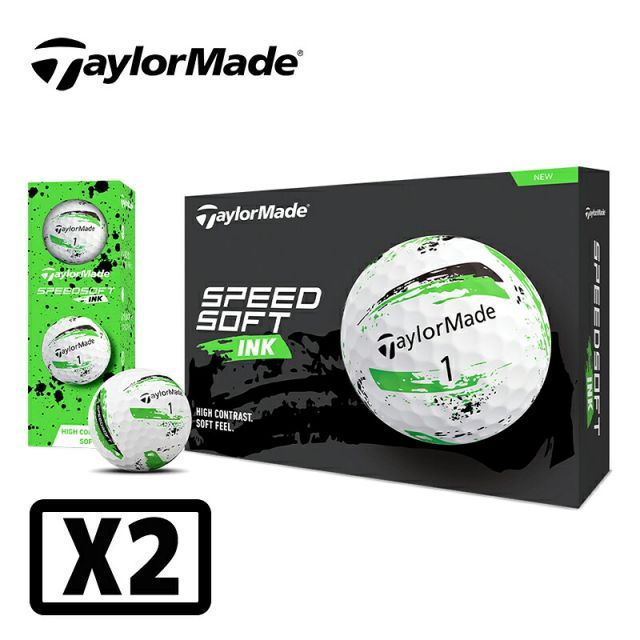 テーラーメイド スピードソフト インク ゴルフボール グリーン 2ダース 24個入り 2025年モデル TailorMade SPEED SOFT INK BALL