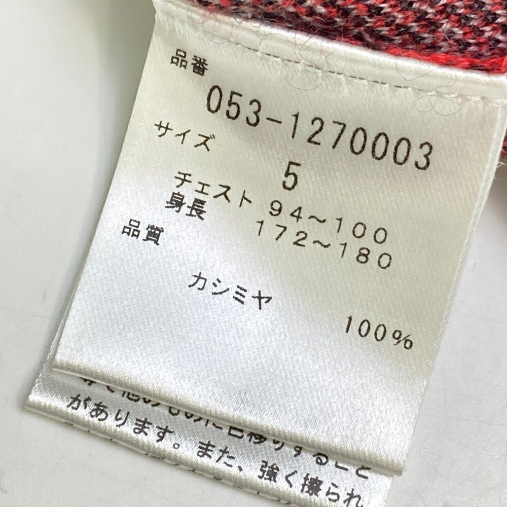 サイズ：5 PEARLY GATES パーリーゲイツ  クルーネック カシミヤ ニットセーター チェック柄 レッド系 [240101463977] ゴルフウェア メンズ ストスト サイズ：5 PEARLY GATES パーリーゲイツ クルーネック カシミヤ