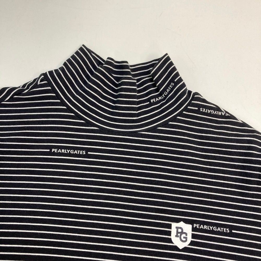 サイズ：1 PEARLY GATES パーリーゲイツ 2023年モデル ハイネック長袖Tシャツ  ブラック系 [240101502508] ゴルフウェア レディース ストスト サイズ：0 PEARLY GATES パーリーゲイツ ハイネック長袖Tシャツ