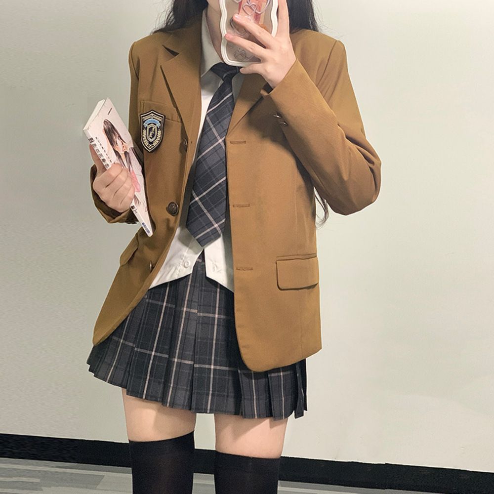 中学生制服　卒業 ☆ キャメル ☆ S ☆ 制服 学生服 中学生 制服 ブレザー 女子 学生服 スカート 制服上下セット 制服セットアップ 卒業式スーツ女子 小学校 卒業式  スーツ 女の子 中学生 高校生 5点セット JK制服 ジュニアスーツ 子供スーツ - メルカリ