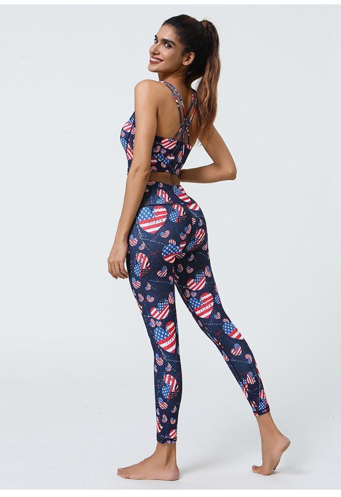 花柄スポーツブラとレギンスセット（ボディ用ジェル状クリーム新品未使用品付き） 花柄スポーツブラとレギンスセット（ボディ用ジェル状クリーム