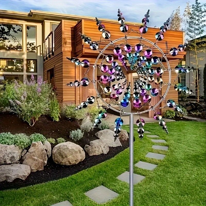 360度回転する金属製風車彫刻 - キネティックガーデン&屋外芝生 360度回転する金属製風車彫刻 - キネティックガーデン&屋外芝生