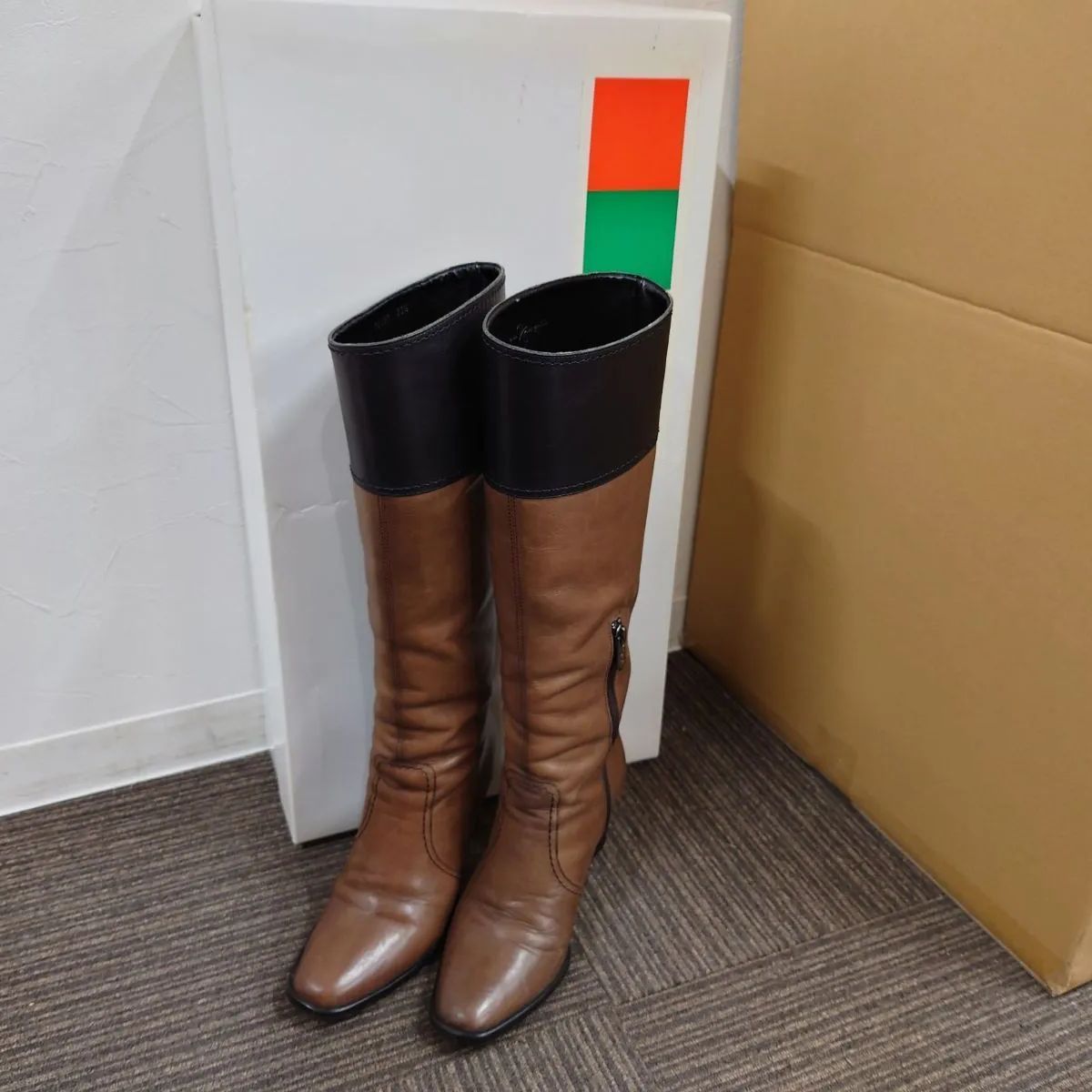 新品☆銀座かねまつ ブラウン ロングブーツ-