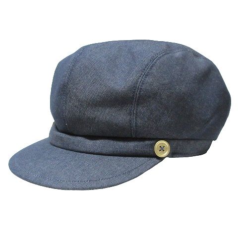 ブルーレーベルクレストブリッジ BLUE LABEL CRESTBRIDGE 美品 デニム キャスケット ハンチング 帽子 裏チェック 57cm ネイビー 紺 X