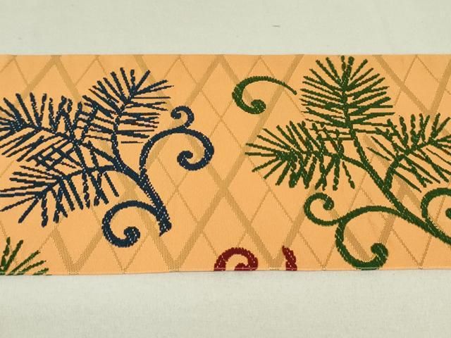 平和屋着物○西陣 川島織物 九寸名古屋帯 唐織 松葉文 金糸 正絹 逸品