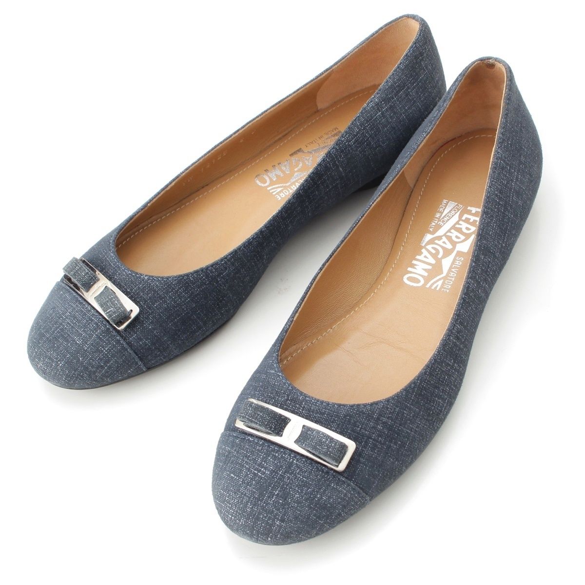 サルヴァトーレフェラガモ デニム ヴァラ パンプス シューズ