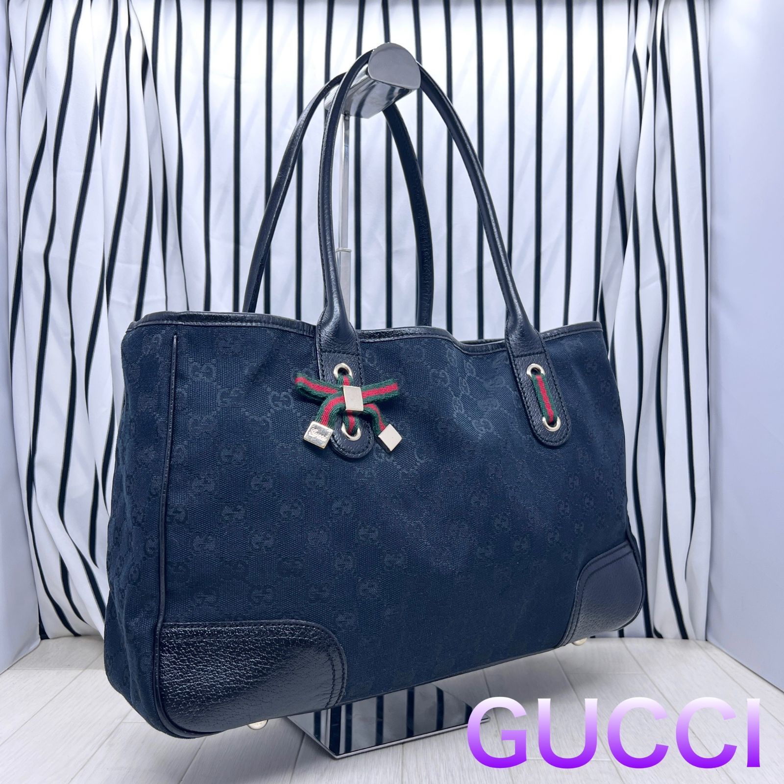 超美品】GUCCIグッチ A4収納可能シェリーラインプリンシートートバッグ