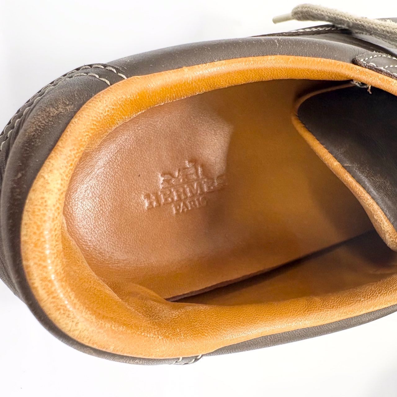 HERMES エルメス 美品 Quick クイック レザースニーカー ブラウン 