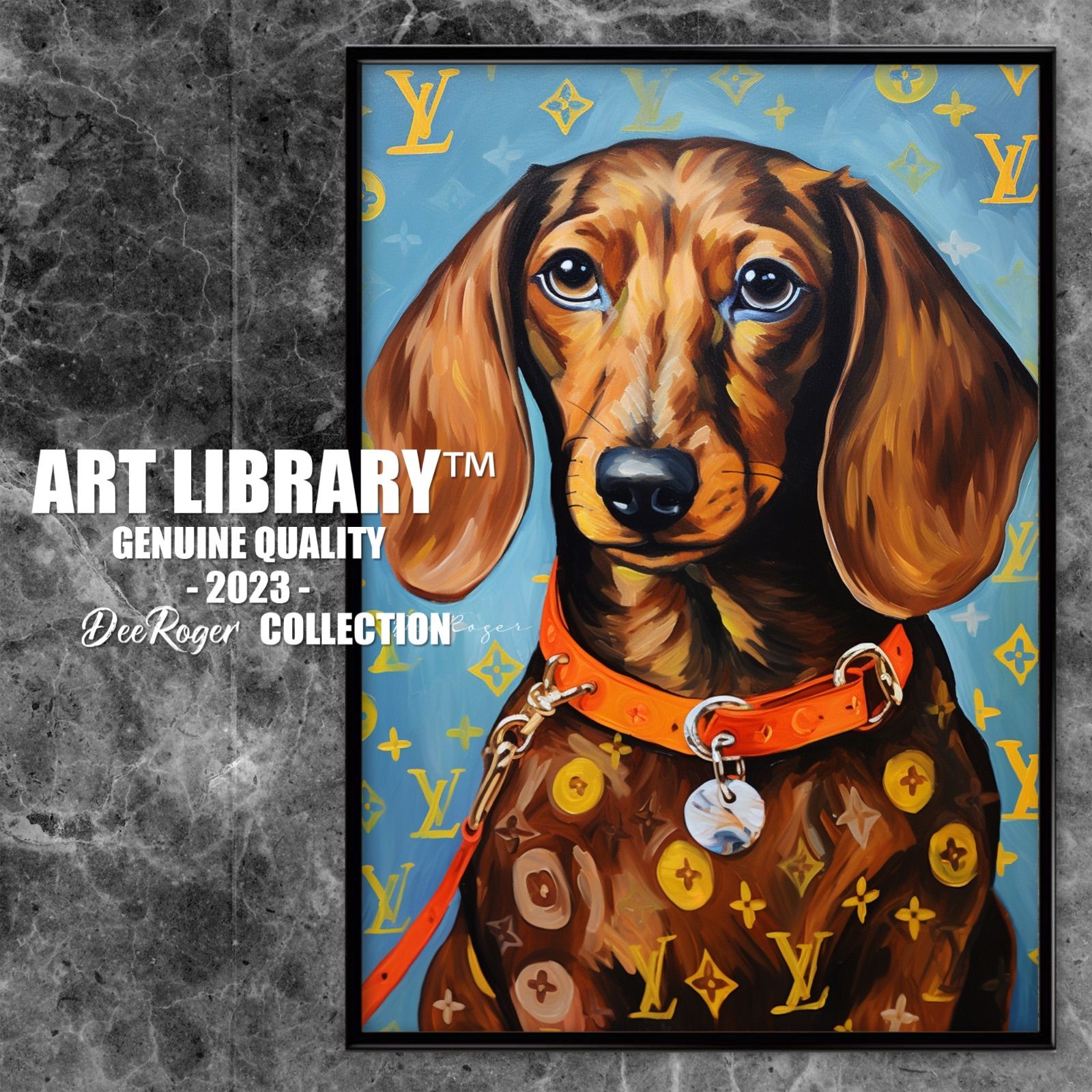 Louis Vuitton Dog Art 額付き ドッグ アートポスター 愛犬 ルイ