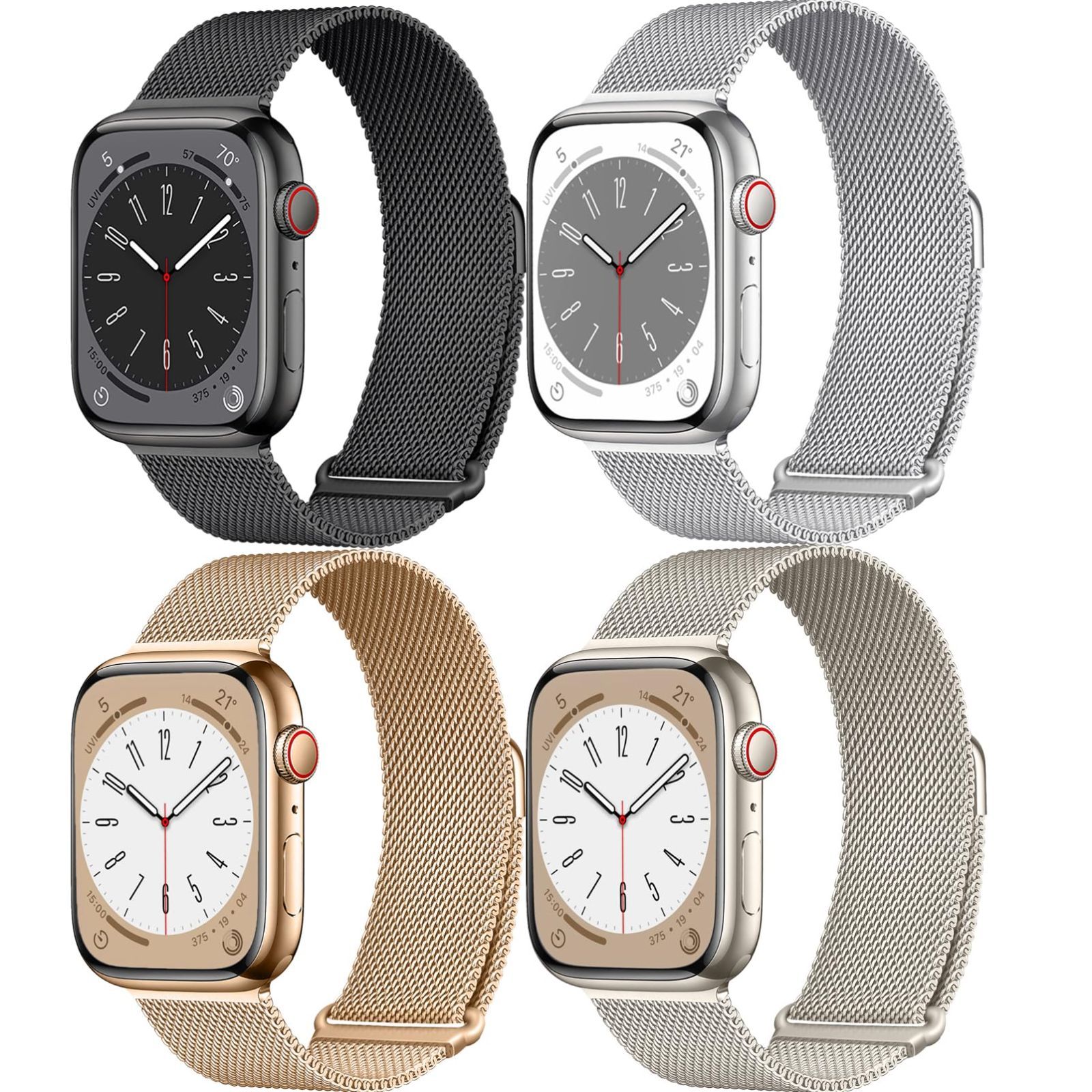 磁気 for Apple Watch バンド 44mm 40mm 45mm 41mm 49mm iWatch バンド 38mm 42mm メンズ/レディース、メタルメッシュループステンレススチールストラップコレアリストバンド for Apple W