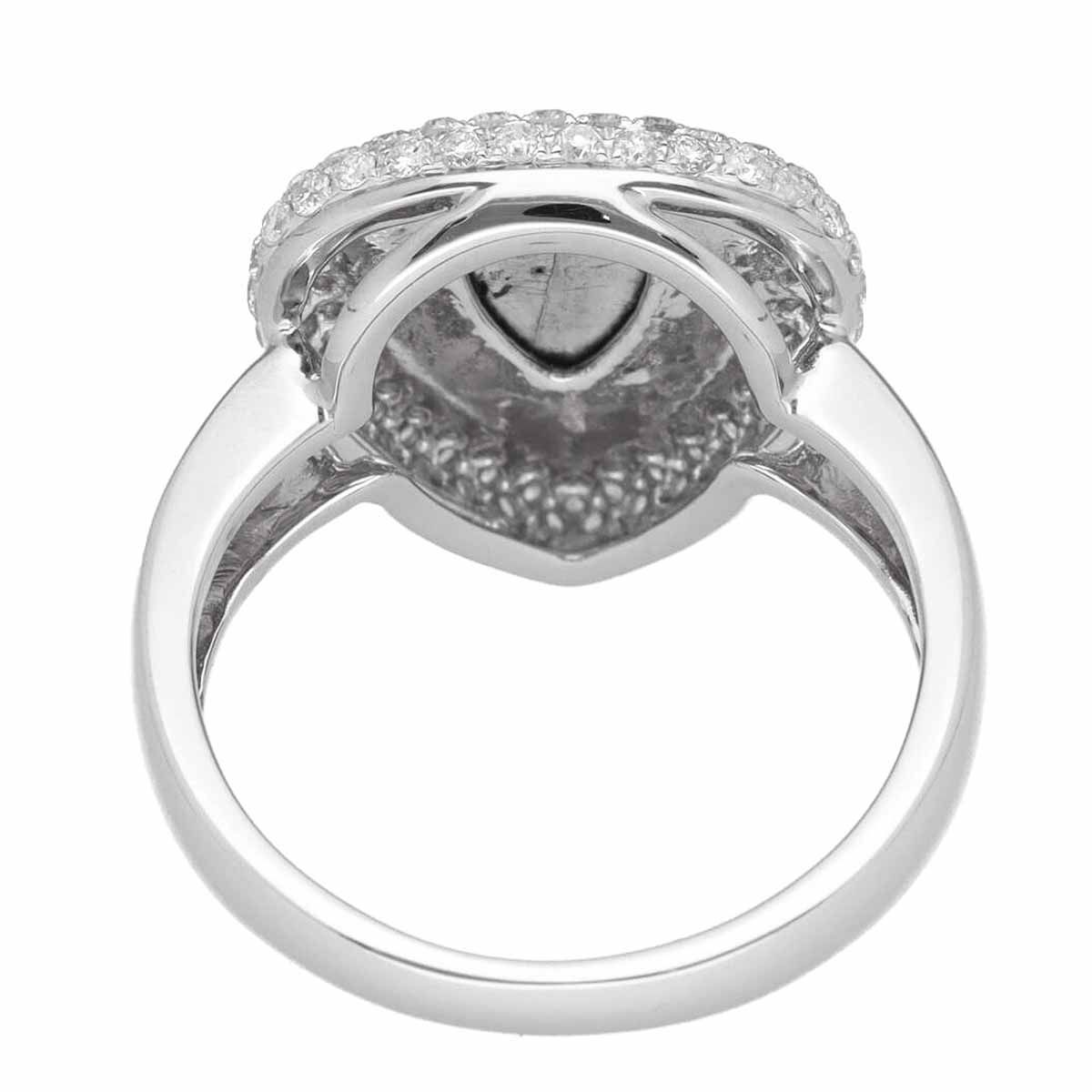 ブラックダイヤモンド(1.85ct)ダイヤモンド(0.52ct)リング 750 K18 WG 