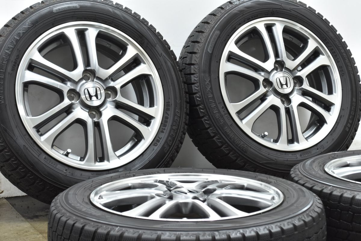 バリ溝 ホンダ N-BOX 純正 14in 4.5J 40 PCD100 ダンロップ ウィンターマックス WM02 155 65R14 N-ONE N-WGN 流用 交換用に 可