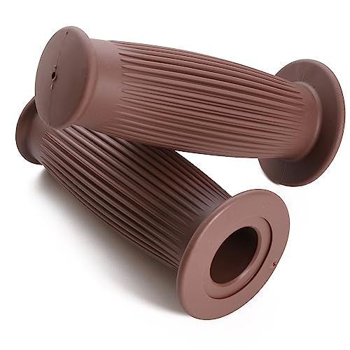 ブラウン [inariya] バイク グリップ ハンドルグリップ 22mm タル型 オートバイ レトロ 汎用 左右セット (ブラウン)