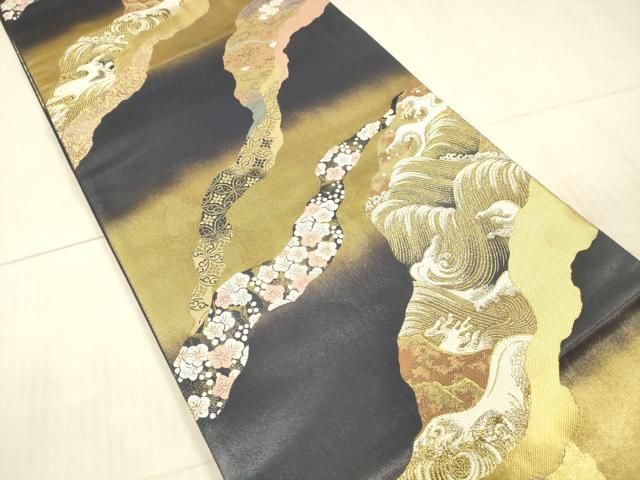 V9335 ●高級 正絹 唐織 六通 袋帯 華文 花文 A9793 ○高級 正絹 唐織 六通 袋帯 華文 花文 - メルカリ