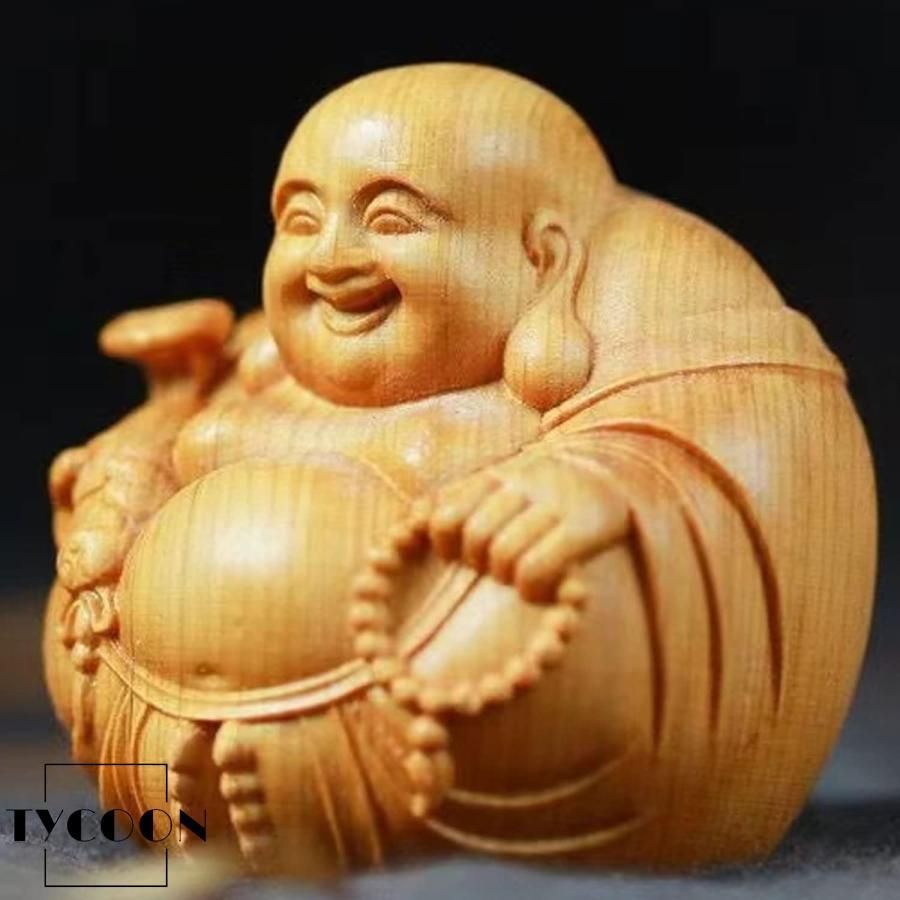 弥勒仏の置物 布袋様 置物 仏像 木彫り ミニ 七福神 木製 布袋様