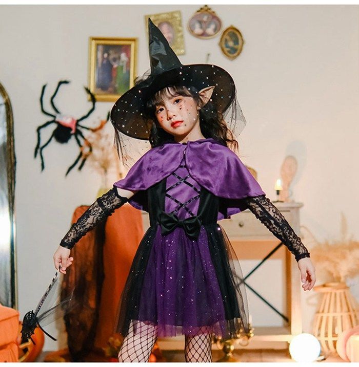 ハロウィン コスプレ 子供 女の子 魔女風 ウィッチ 魔法使い キッズ