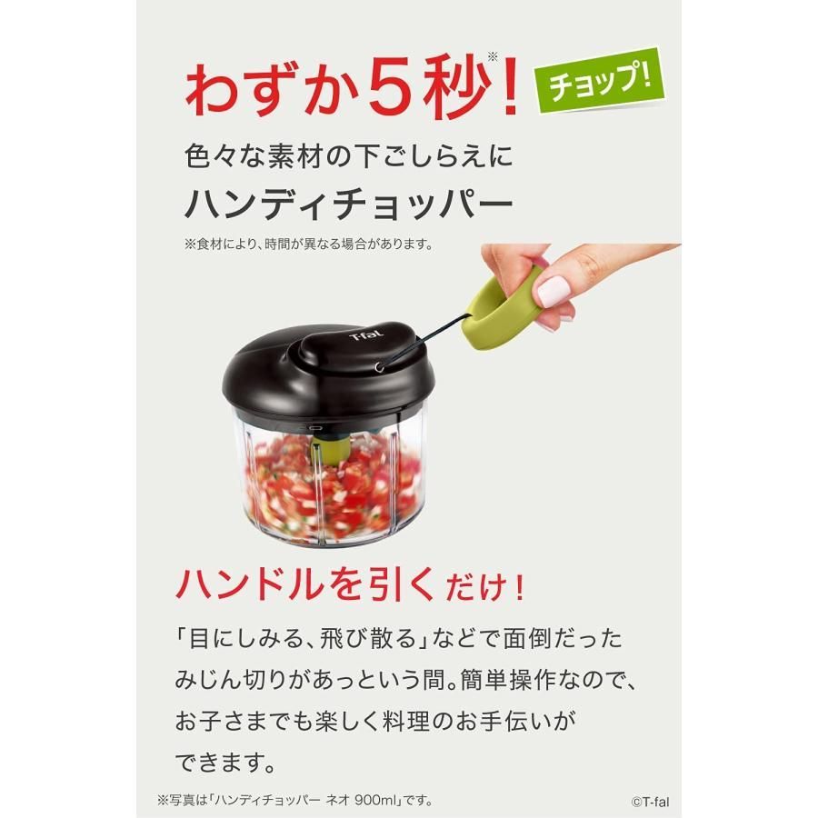 ティファール みじん切り器 手動 500mL ふたも洗える 「ハンディチョッパー ネオ」 独自のダブルツイストブレード K13704