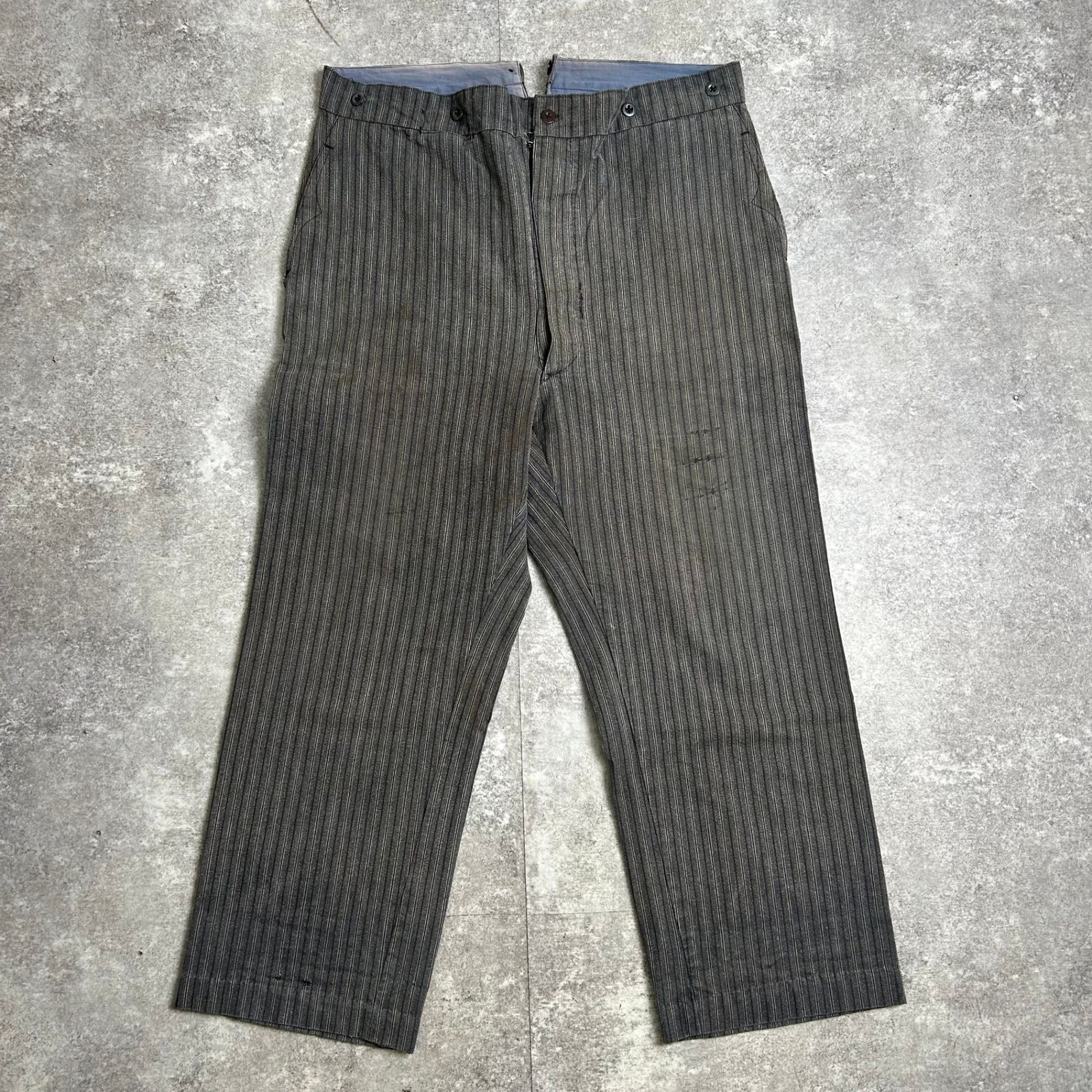1930's 1940's 30s 40s UNKNOWN フレンチマルチストライプワークパンツ