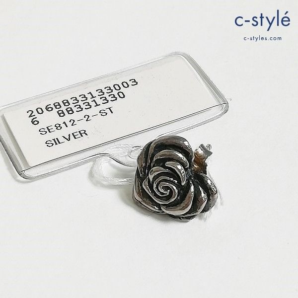 Z181 [新品] 定価1.9万円 ROYAL ORDER ロイヤルオーダー ピアス シルバー Small Heart Rose With Studs SE812-2-ST 925 アクセサリー | Y★