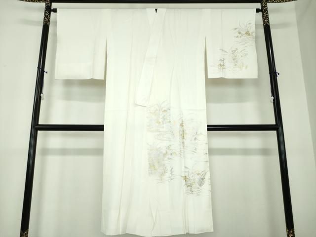 平和屋着物●上質な長襦袢 袷 流水秋草文 金銀彩 正絹 DAAX4657ps