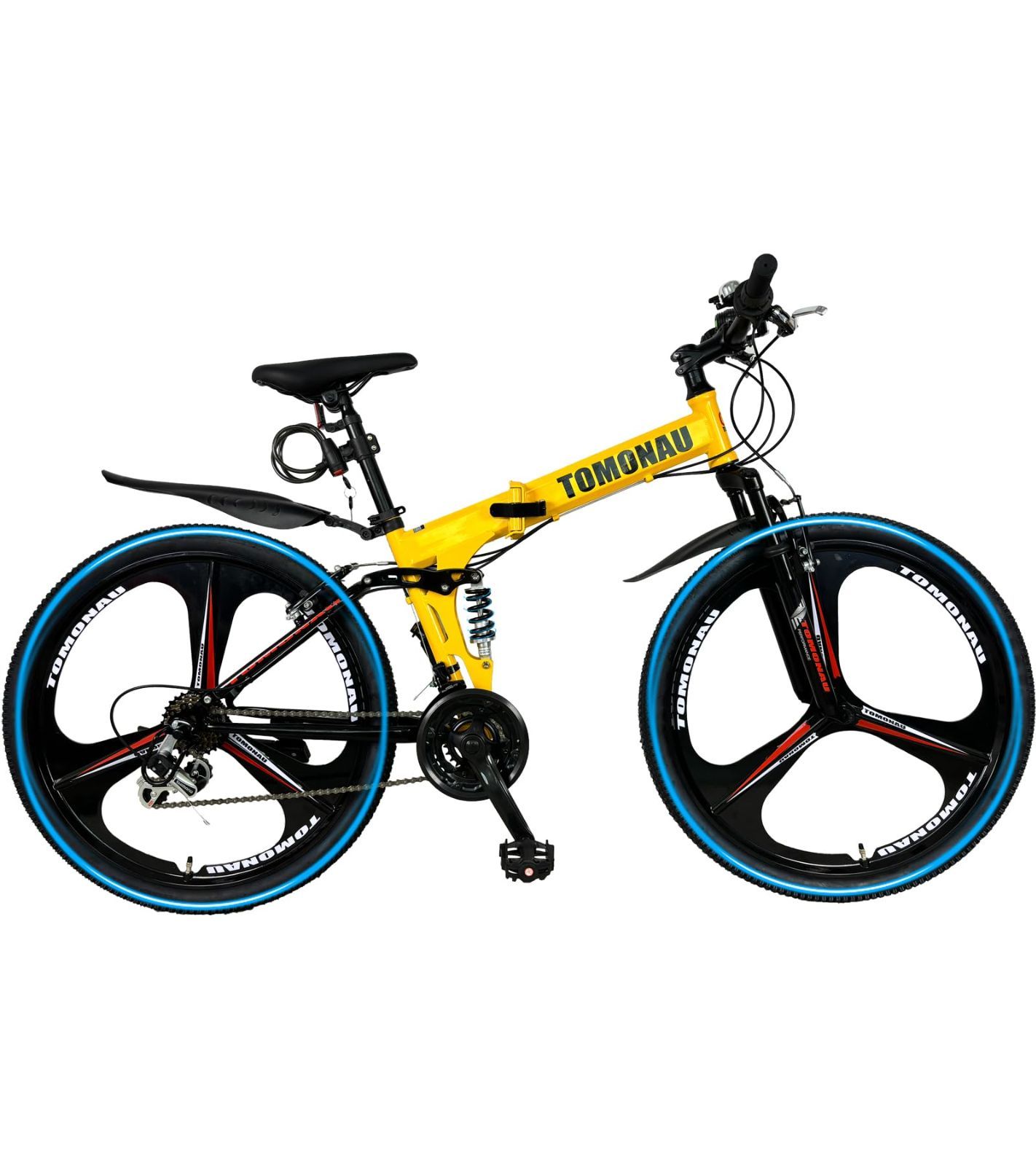 大人気 3本スポーク一体型ホイール 26インチ自転車 折り畳み自転車 折りたたみ自転車 折りたたみ式マウンテンバイク Wサスペンション搭載 TOMONAU 18段変速