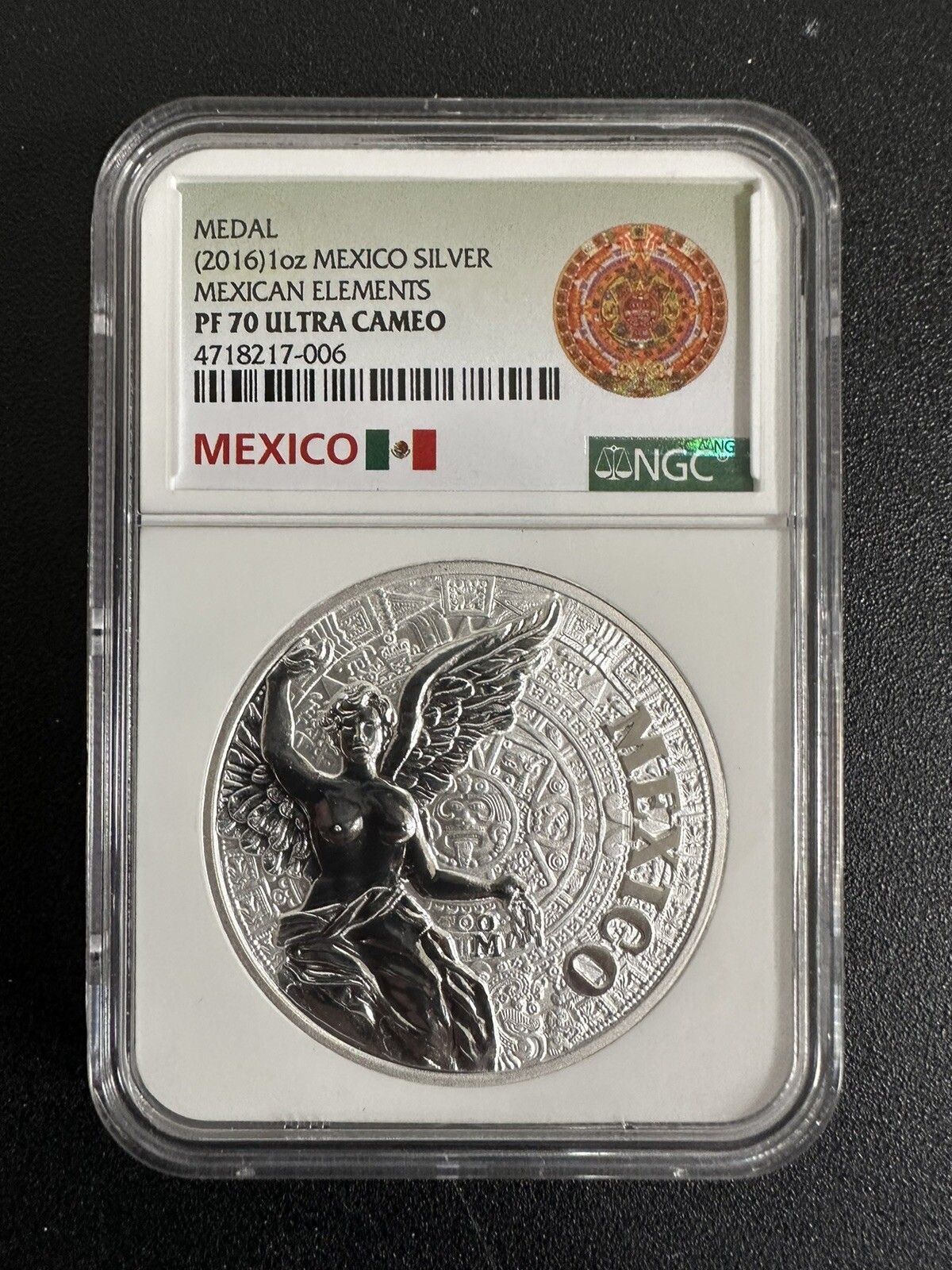 2016-Mo PCGS PR70 DCAM | MEXICO - - 034 Mexican Elements- 034 Silver Medal Aztec Sign