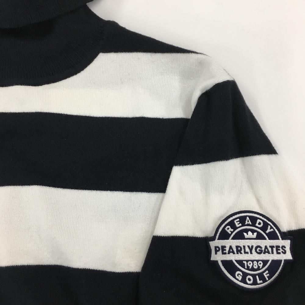 パーリーゲイツ タートルネックセーター ネイビー×白 ボーダー コットン混 ニット メンズ 5 L ゴルフウェア PEARLY GATES LLC-HASEGAWATOSO_COM