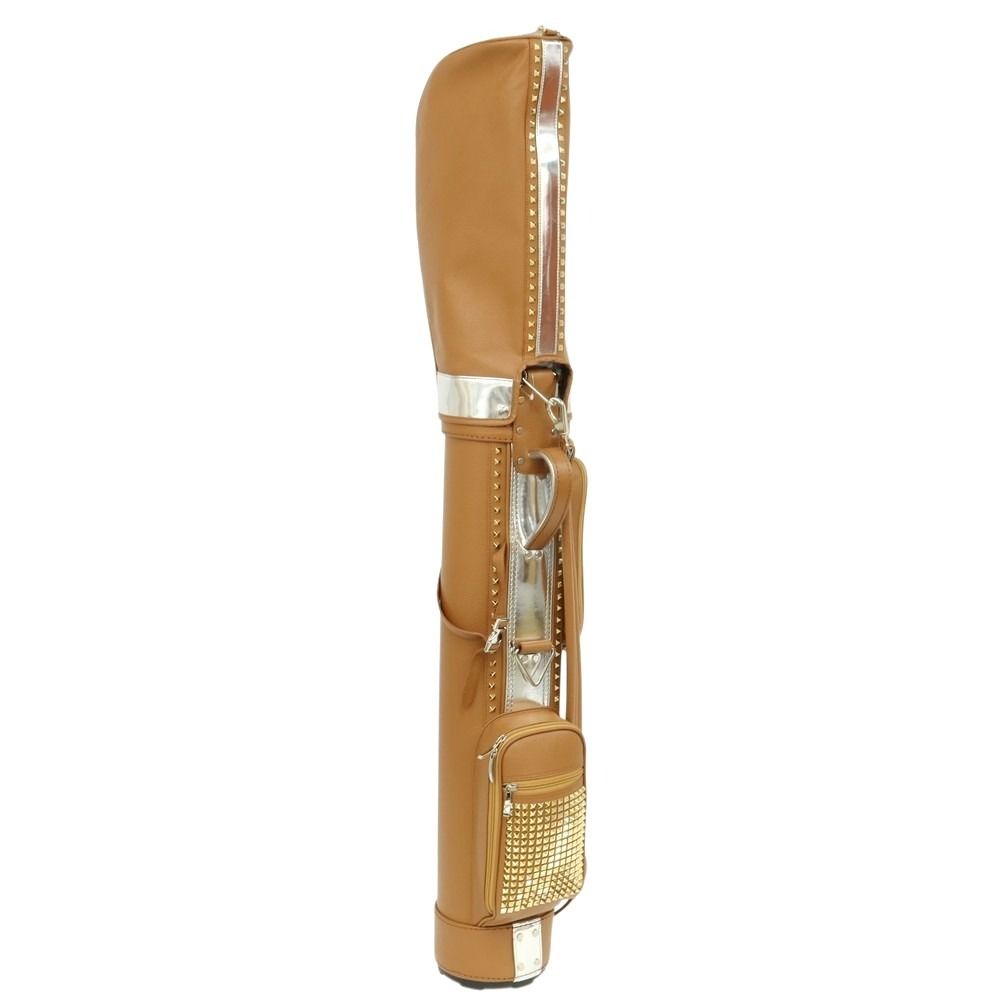 【中古】【未使用】ボンジャポネ BONJAPONE × KOYAMA GOLF BAG FACTORY Kurge レザー スタッズ ゴルフバッグ キャメルブラウンxシルバー【サイズ6.5型】【ユニセックス】 中古】【未使用】ボンジャポネ BONJAPONE × KOYAMA GOLF BAG
