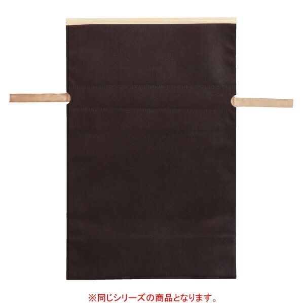 不織布リボン付きギフトバッグ Mブラウン 10枚 24×37[26.5]×底マチ12cm 61-785-29-2
