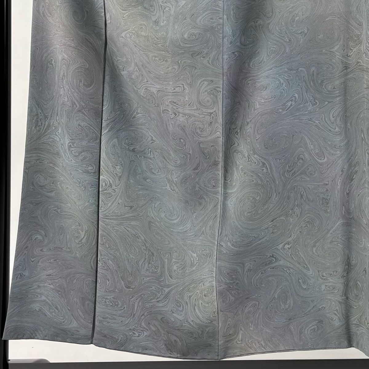 小紋 身丈154cm 裄丈64.5cm M 袷 墨流し ぼかし 青緑 正絹