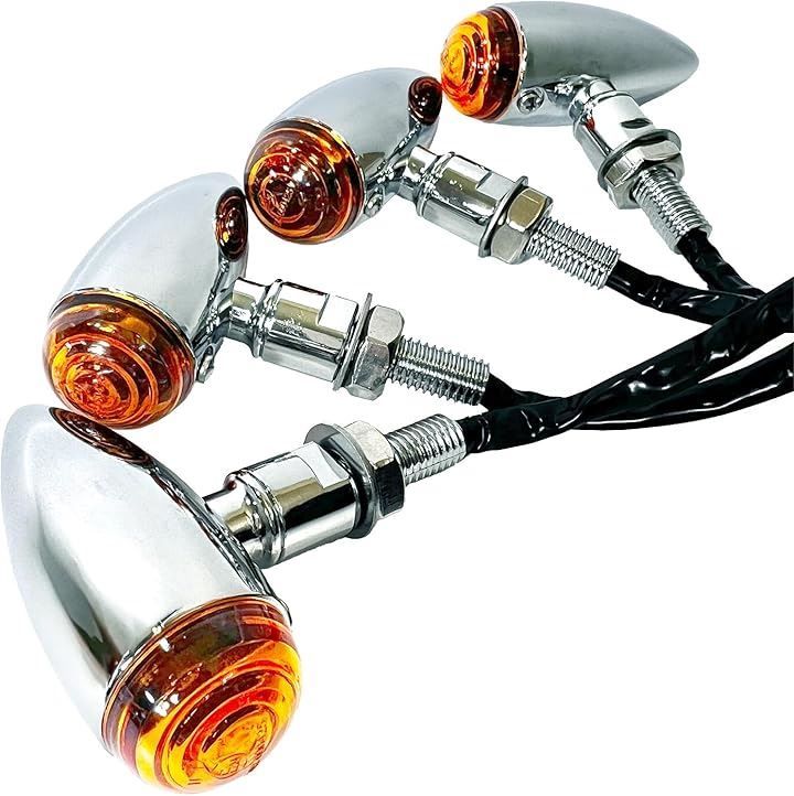 にしはや 互換品 バイク ウインカー 汎用カスタム レトロウインカー金属弾丸 12V アメリカン シャドウ ドラッグスター マグナ(シルバー)