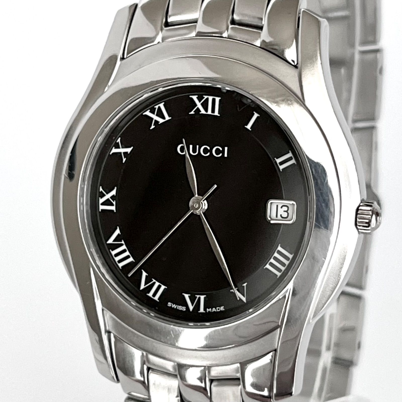 グッチ 5500M メンズ 腕時計 磨き済み 美品】GUCCI 電池新品