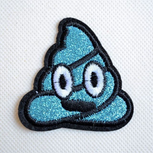 ワッペン うんち ブルー ラメ入り PING-059 ワッペン アイロン