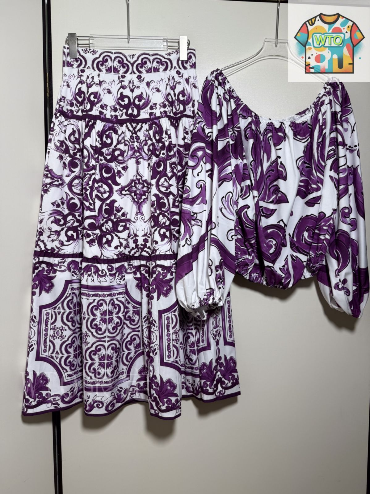 今日WTO】Dolce&Gabbana Purple Majolica Off-Shoulder Two