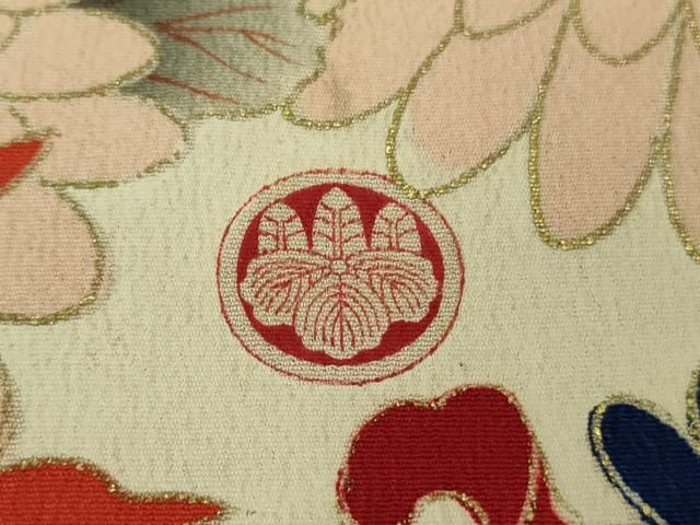 平和屋本店□極上 アンティーク 大正ロマン 振袖 刺繍 花車 乱菊 金糸