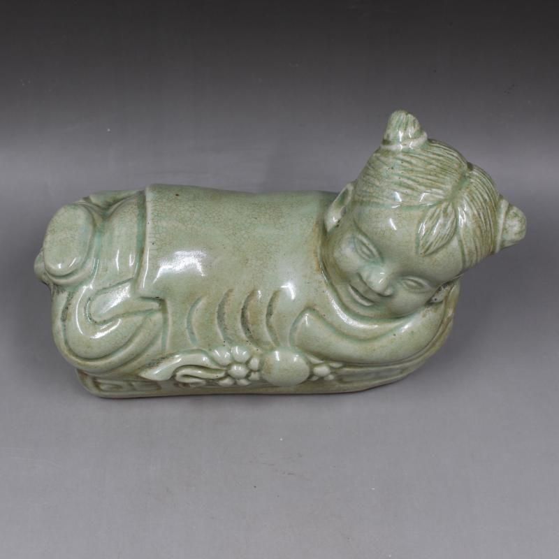 宋湖田窯彫刻嬰戯磁器枕 景徳鎮 陶磁器 装飾品 現代工芸品 美術