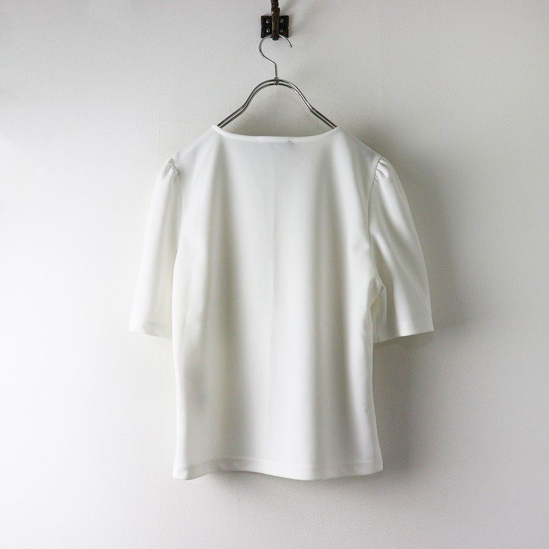 2025 SS 品 エムズグレイシー M SGRACY 50周年記念 ロゴエンボスカットソー 40 ホワイト┃Tシャツ トップス