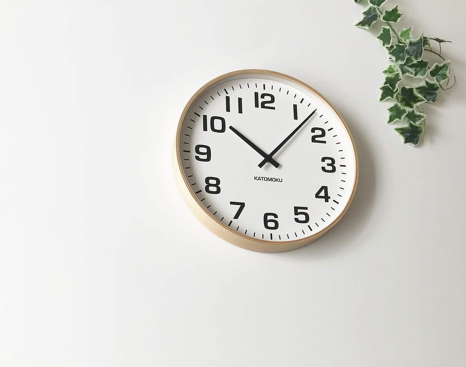 大特価】KATOMOKU plywood wall clock 15 電波時計 スイープ（連続秒針