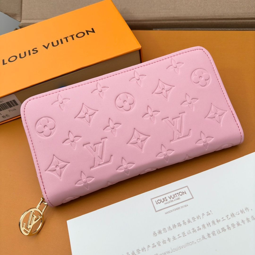 未使用 ルイ・ヴィトン エンボス加工 長財布 LVルイ・ヴィトン/財布はパッドMonogramエンボス模様の小羊の皮