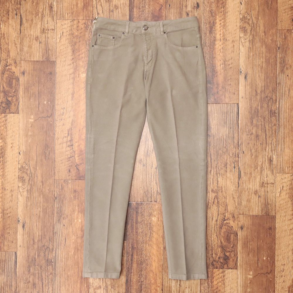 秋冬 NO LAB Clothing＆Co. 35インチ 美脚パンツ しっとり ピーチスキン ストレッチ ガーメントダイ イタリア製 ベージュ md 189