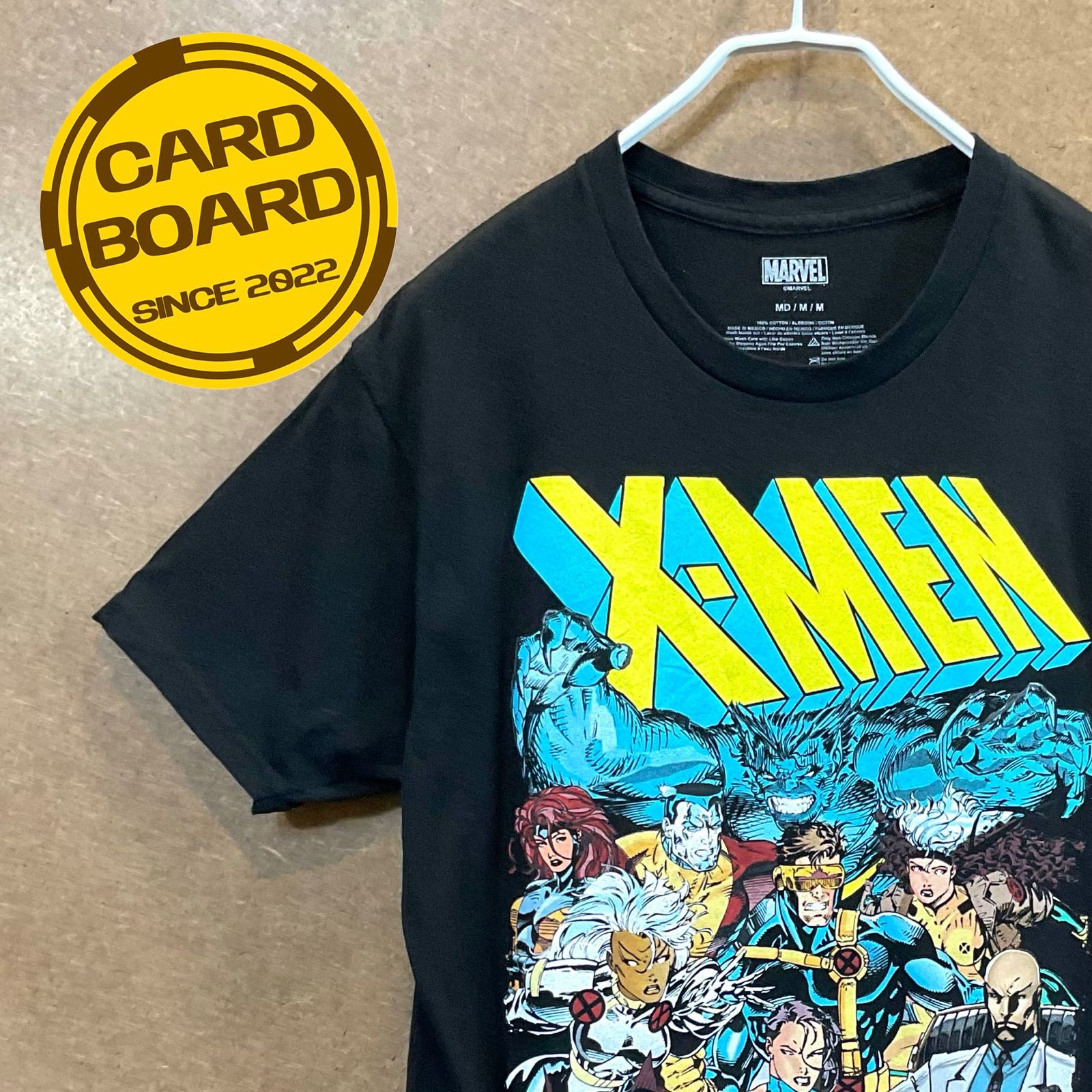 US古着 エックスメンX-MEN マーベル イラストプリント半袖tシャツ黒M