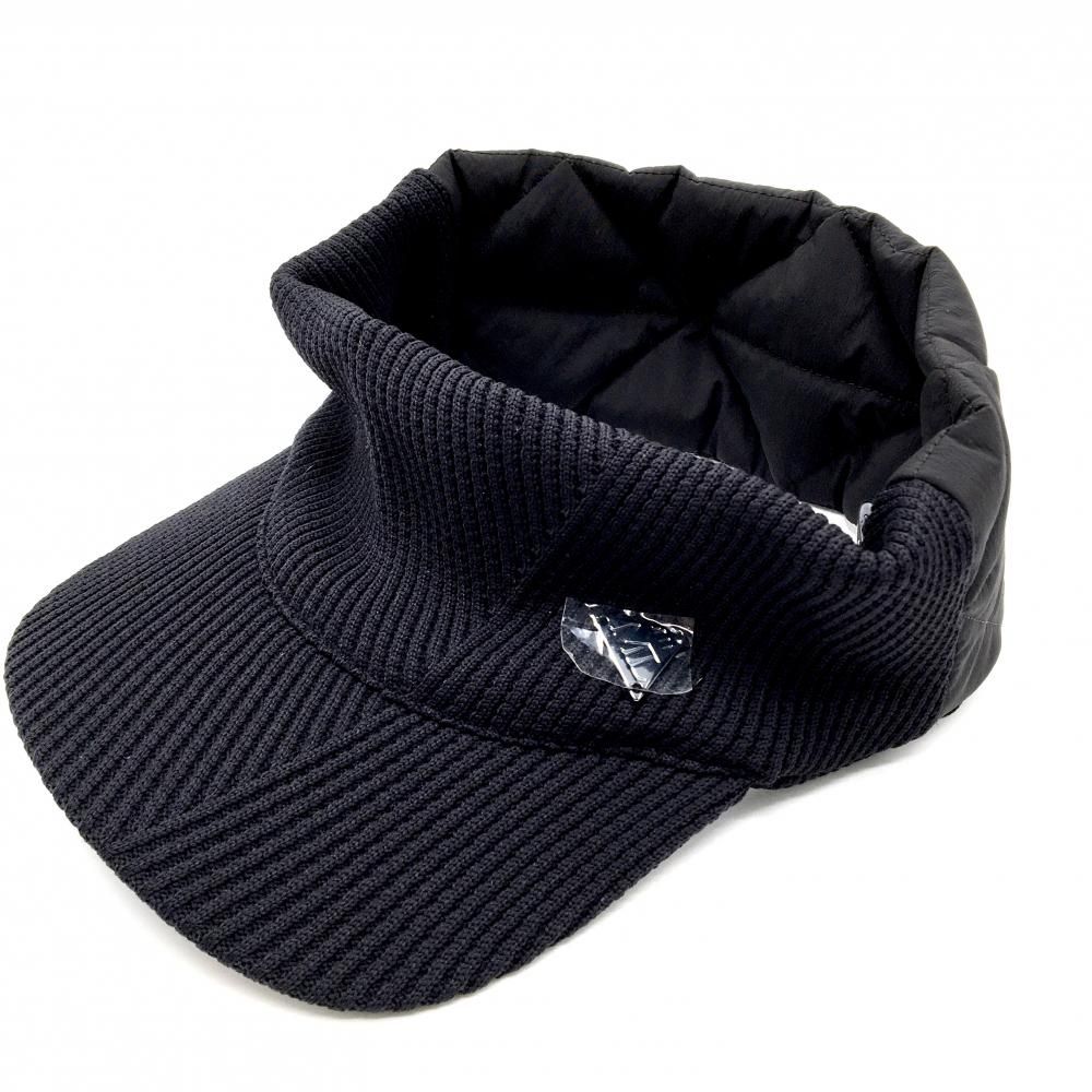 マークアンドロナ ニットサンバイザー 黒 一部中綿 ゴルフウェア モデル MARK＆LONA