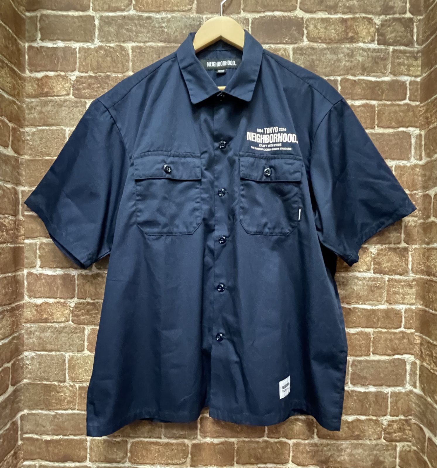 NEIGHBORHOOD Classic Work Shirt SS Navy 241TSNH-SHM01S ネイバーフッド クラシック ワークシャツ ネイビー Mサイズ _69