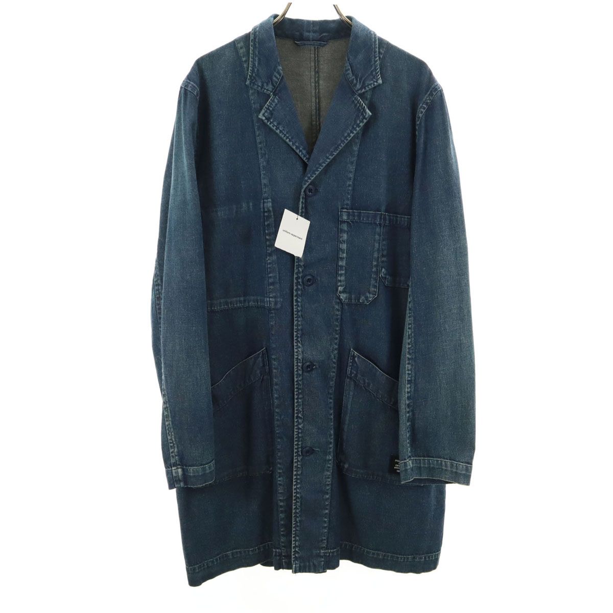 古着 未使用 uniform experiment ユニフォームエクスペリメント 日本製 ウォッシュ加工 ショップ デニムコート 1 ウォッシュブルー 8oz ソフ メンズ 未使用 uniform experiment ユニフォームエクスペリメント 日本製