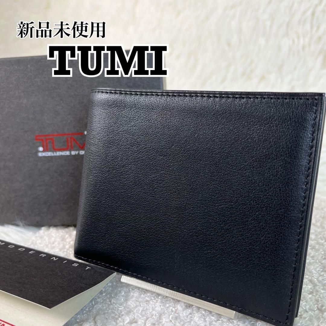 新品未使用 TUMI 二つ折り財布 カードケース レザー ブラック 箱