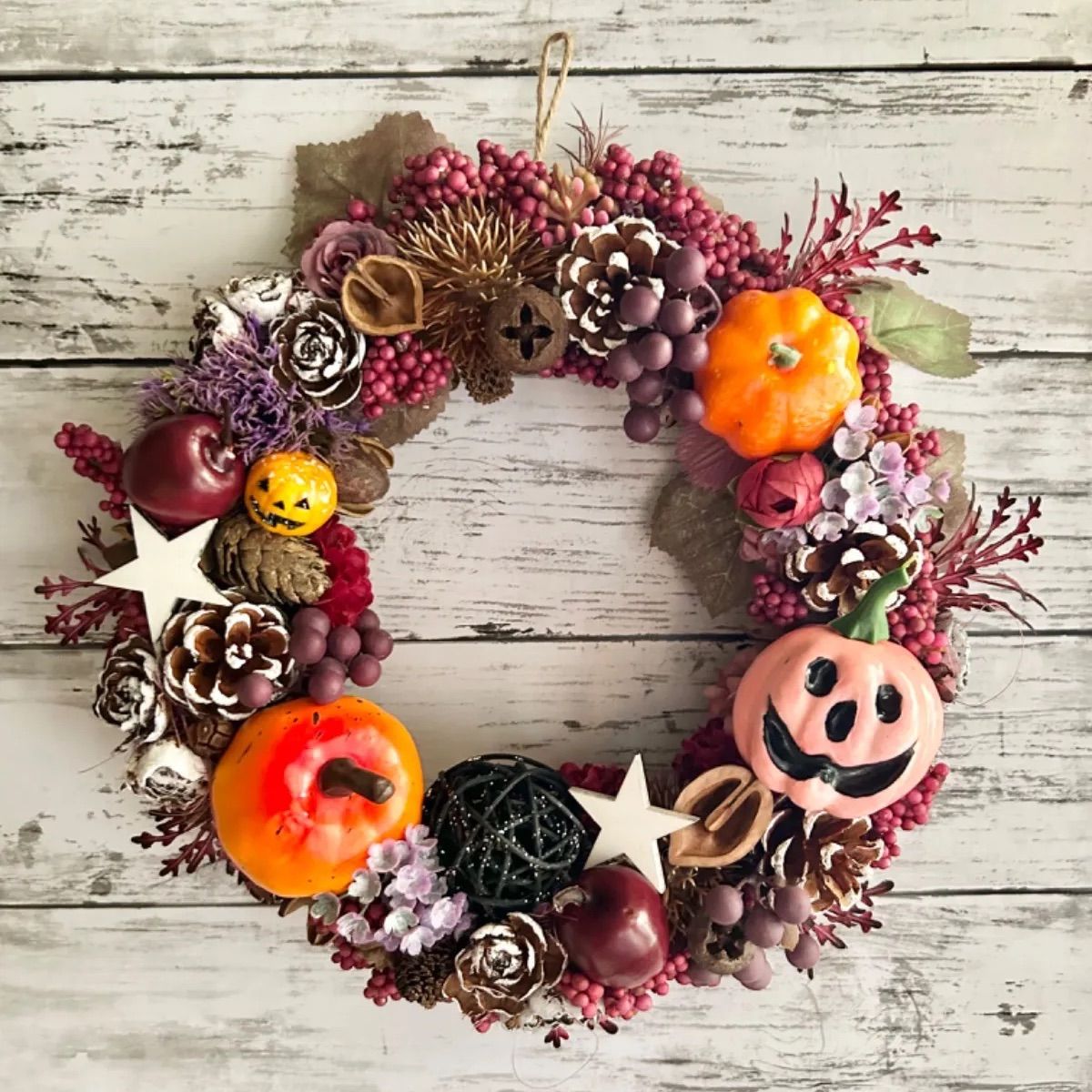 145】フラワーリースハロウィンリース玄関リース
