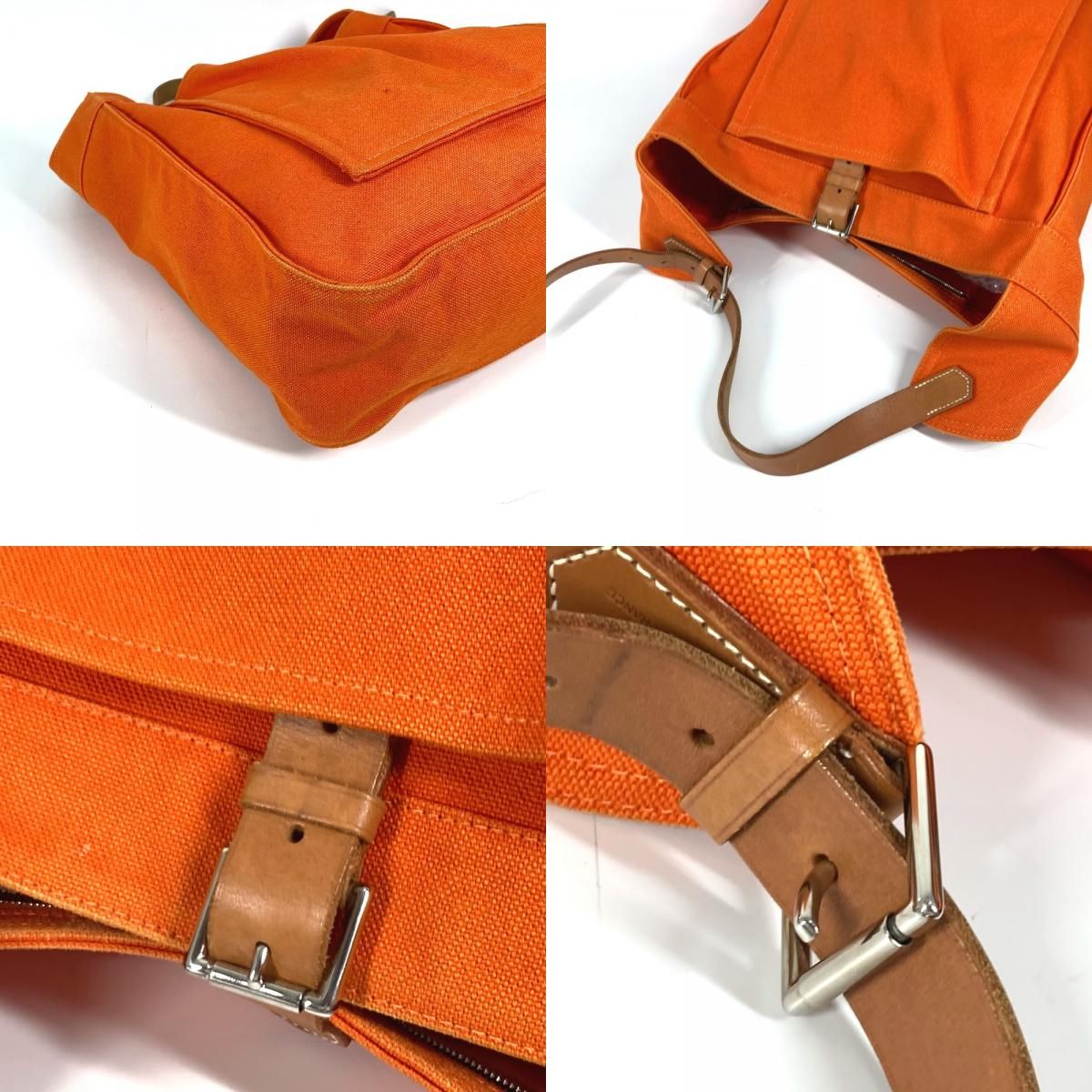 HERMES エルメス ショルダーバッグ マルワリGM キャンバス オレンジ 