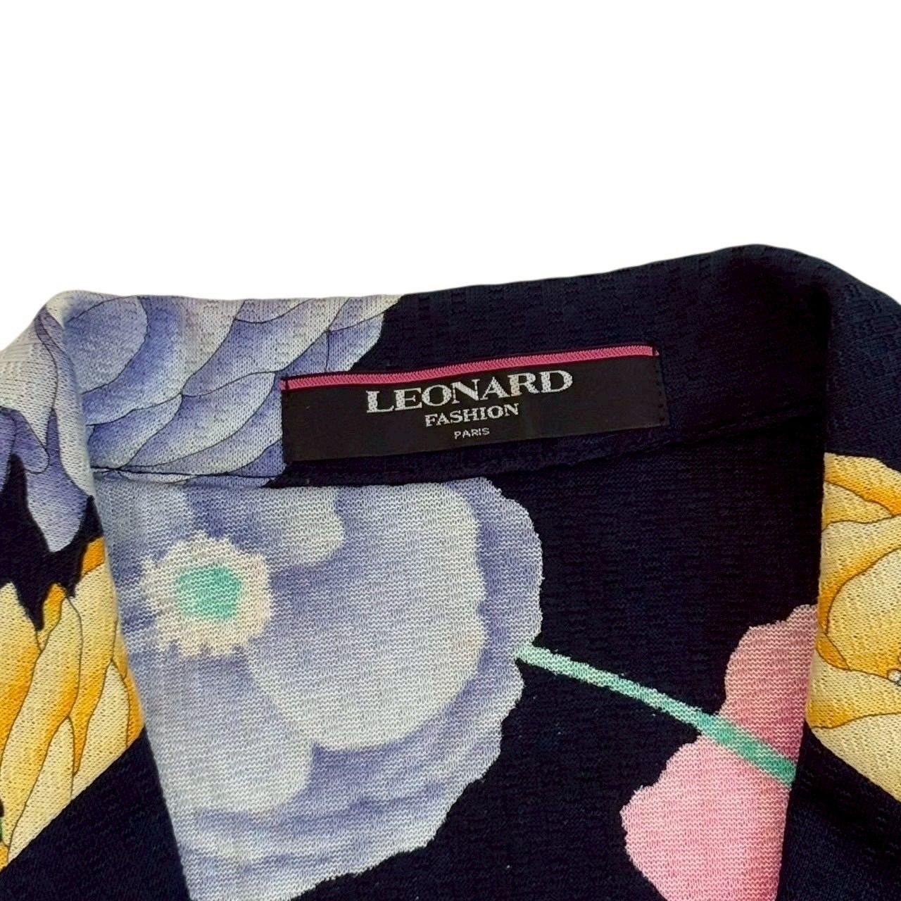 LEONARD レオナール テーラードジャケット 紺 マルチカラー 花柄