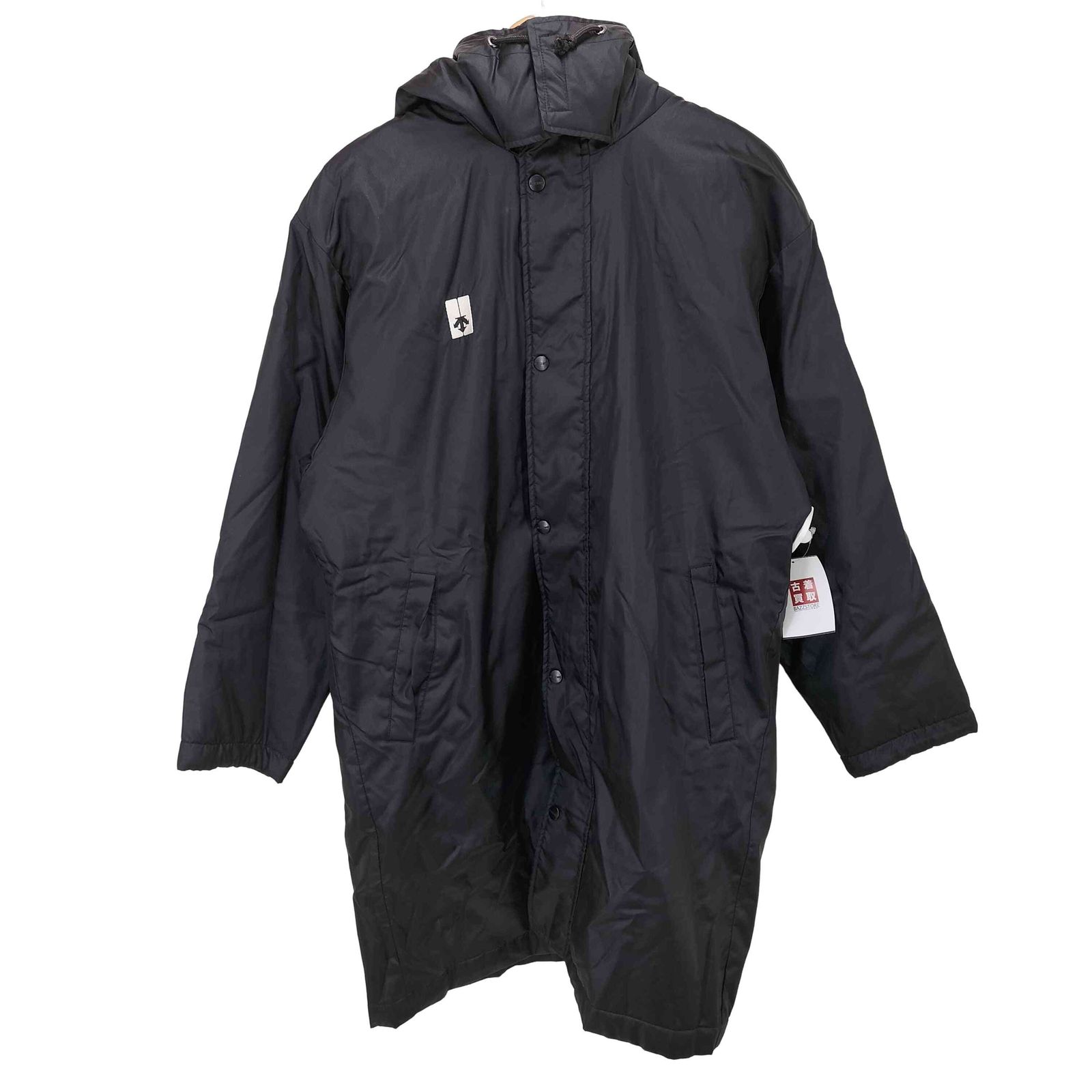 希少XL★90s アディダス ベンチコート デサント製 裏地ボア ビッグロゴ デサント descente ロゴ 刺繍 裏ボア ナイロン ベンチコート